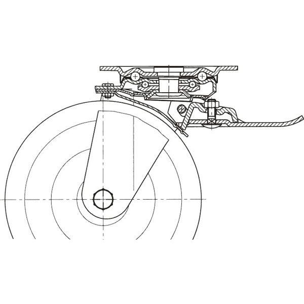 エスコ 160mm[自在金具]キャスター[ブレーキ付] EA986GC-160_1