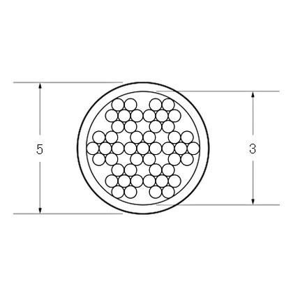 AIOULE　被覆ワイヤロープ　被膜:クリア透明　コーティング　ワイヤ構成:7×7。長さ:100M　被膜　HS-3051　ワイヤ