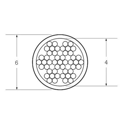 AIOULE　被覆ワイヤロープ　被膜:クリア透明　コーティング　被膜　HS-4065　ワイヤ構成:7×7。長さ:50M　ワイヤ