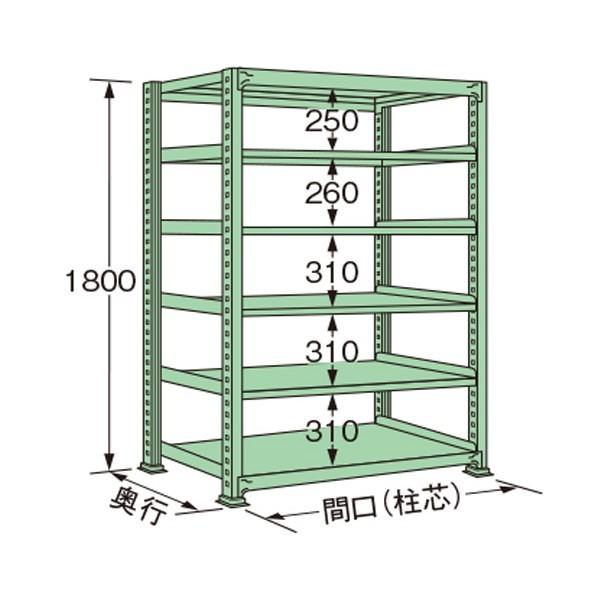 ※法人専用品※扶桑金属工業 中量ラック グリーン 1790×450×1800mm ML1818M06T