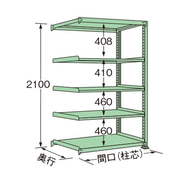 ※法人専用品※扶桑金属工業 中量ラック グリーン 1200×750×2100mm MM2112J05R