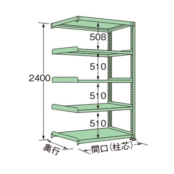 ※法人専用品※扶桑金属工業 中量ラック グリーン 1500×450×2400mm MM2415M05R