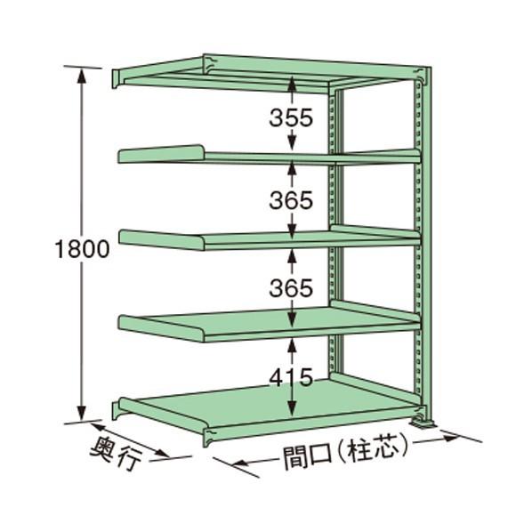 ※法人専用品※扶桑金属工業 中量ラック グリーン 1490×450×1800mm MS1815M05R