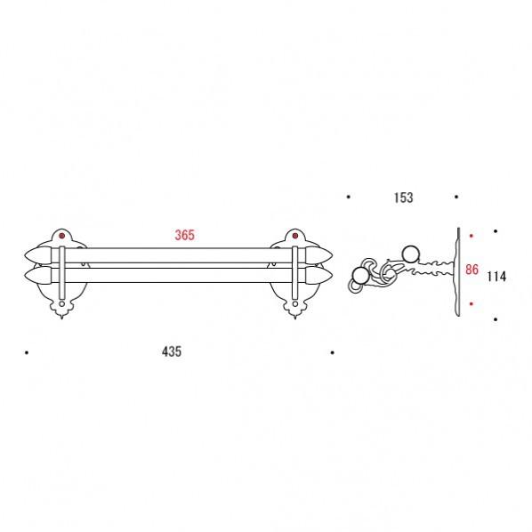 ゴーリキアイランド ダブルタオルバー 36 AR AN 古色 幅435×高さ114×奥行153mm 640363(264-64363)の画像