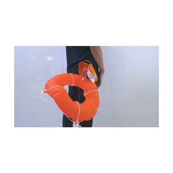 グリーンクロス 小型船舶用救命具(膨張式)マリンポーチ RN型 縦オレンジ 6300005260 1点の画像