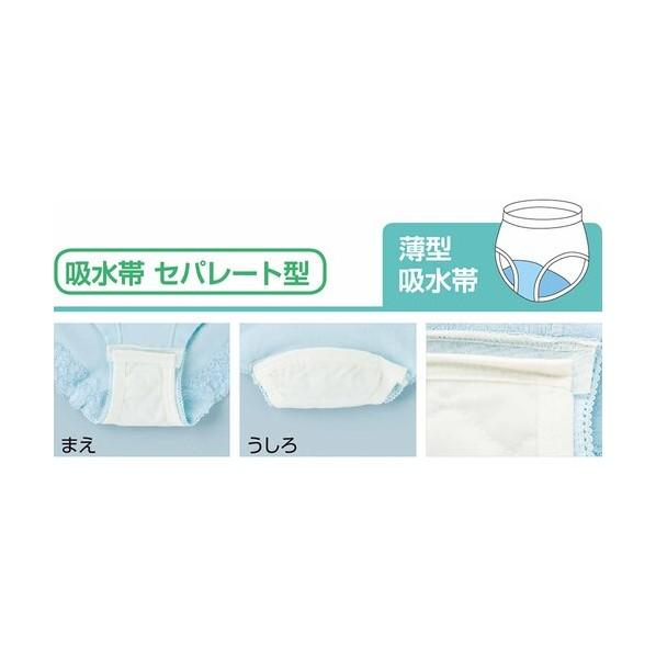グリーンクロス 安心快適のび素材フロントレースショーツ 尿漏れ対策 抗菌防臭消臭 SX L サックス L 6300055825 1枚の画像
