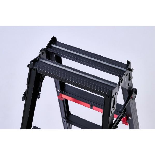 ※法人専用品※シャガマンBLACK はしご兼用伸縮脚立(上部操作タイプ) ブラック 6段 RYRB-18 1台