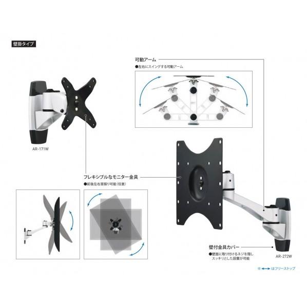 LH-61 壁掛金具 | 製品情報 | HAMILeX（ハミレックス） | ハヤミ工産株式会社 ※法人専用品※ハヤミ工産 HAMILeX 壁掛金具 モニターアーム AR-Wシリーズ シルバー/ブラック AR-272W 1台