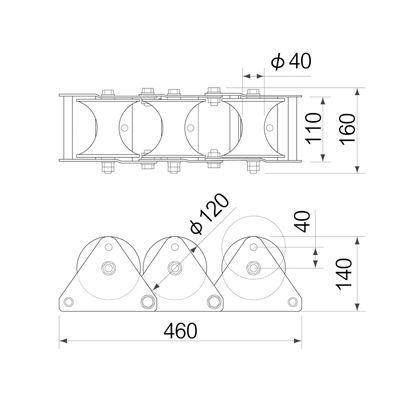 ※法人専用品※育良精機 三連コロ 幅×奥行×高さ:160×580×175mm ISS-3600｜diy-tool｜02