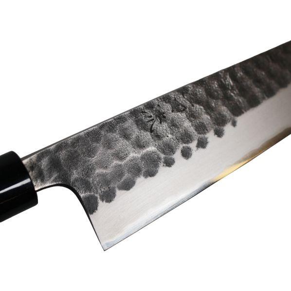一刀流 ステン割込 牛刀 白紙 梨地鎚目 焼栗柄 210mm 1個 : i23 一刀流 ステン割込 牛刀 白紙 梨地鎚目 焼栗柄 210mm 1個 : i23