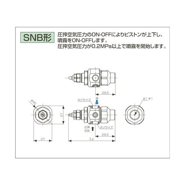 いけうち 微霧発生2流体ノズル 小噴量扇形 BIMVシリーズ(液加圧タイプ) BIMV11022S303.SNBS303_1