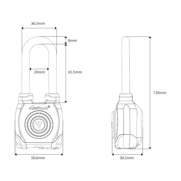 JSB TECH社 eGeeTouch防水スマートパドロック(ロングシャックル) 5-02202-94 : DIY FACTORY ...