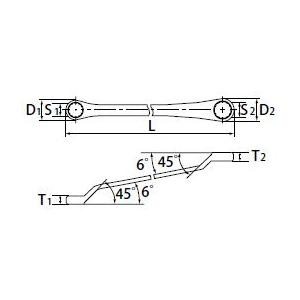 京都機械工具 45°×6°ロングめがねレンチ 3/8X7/16インチ M5-3/8X7/16｜diy-tool｜02