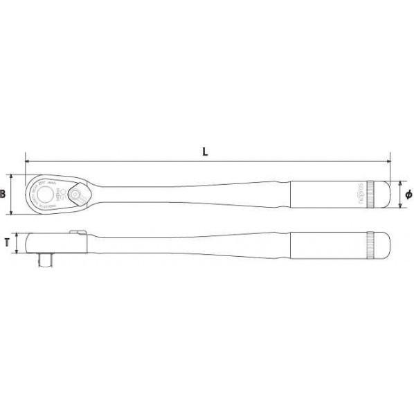 京都機械工具 ネプロス 6.3sq.ロングラチェットハンドル 歯数90枚 NBR290L｜diy-tool｜02