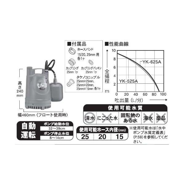 工進 KOSHIN 清水用水中ポンプ 25ミリ 口径25ミリ オレンジ YK-525A 風呂水 散水 循環 水撒き エコ 自動 1個｜diy-tool｜02