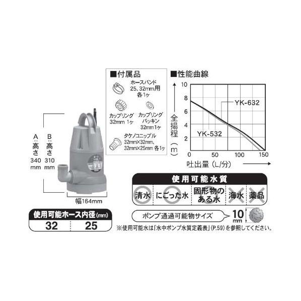 工進（KOSHIN） 汚水用水中ポンプ 32ミリ 口径32ミリ オレンジ YK-532