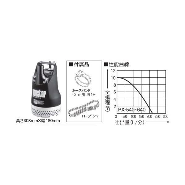 工進 KOSHIN 汚水用水中ポンプ 40ミリ 口径40ミリ 黒 PX-540 1個 : DIY