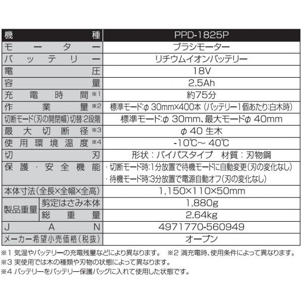 工進 KOSHIN 充電式ポール剪定はさみ 18V 2.5Ah(バッテリー1個付き) スマートシリーズ PPD-1825P 収穫