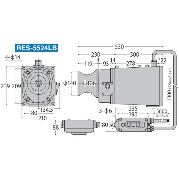 工進 KOSHIN 船舶用ウインチ イカール 550W 白 RES-5524LB ウインチ マグローラー イカール ミニカール 巻き上げ 船 1台｜diy-tool｜05