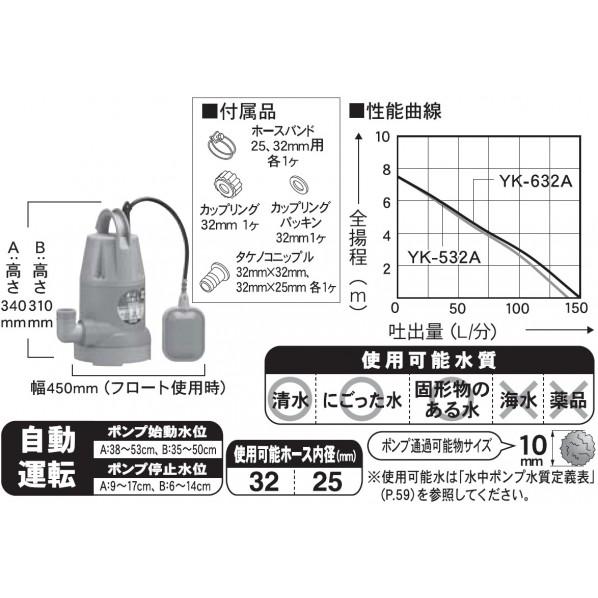 工進（KOSHIN） 汚水用水中ポンプ 32ミリ 口径32ミリ オレンジ YK-532A