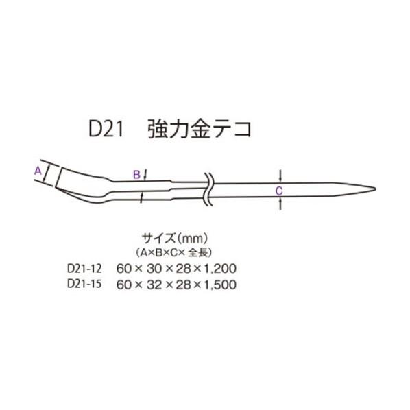 小山刃物 強力型金テコ 1500×65×32×28mm D21-15の画像