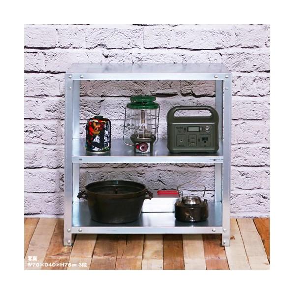 北島 ボルト式棚 荷重40kg スマートラック 開放型  3段 亜鉛メッキ 700×450×900 NSTR-347-3-Zの画像