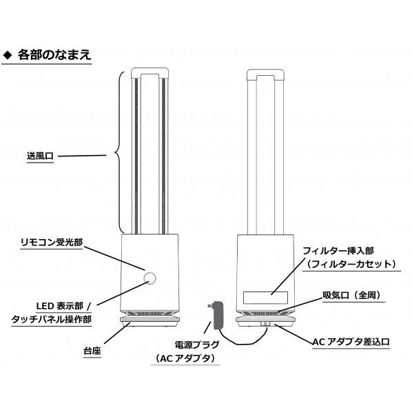 コンフォー 空気清浄ツインエアーファン 黒 W205xD205xH945mm COOL-Q-001B_4