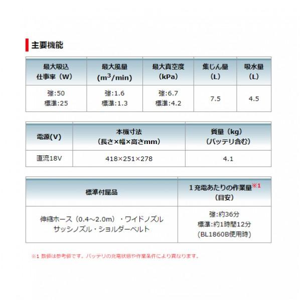 マキタ 18V 充電式 集じん機 本体のみ(バッテリ・充電器別売) 青 VC750DZ｜diy-tool｜09