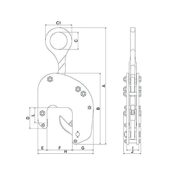 V-25型(20-35) 1/2TON 竪吊クランプ A2901 【光】