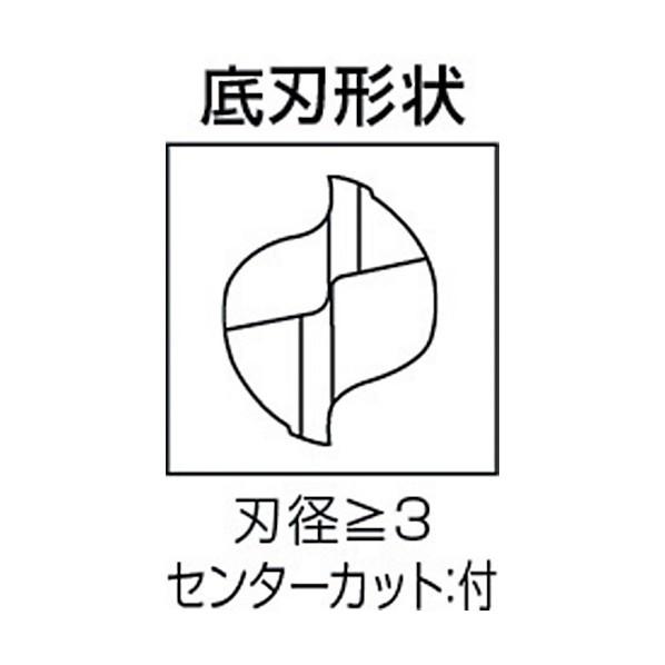 ミツビシマテリアル K 2枚刃汎用 ハイススクエアエンドミルロング刃長(L)19mm 2LSD1900_1