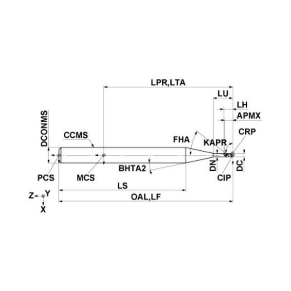 ミツビシマテリアル アルミニウム合金加工用超硬エンドミル DLC3XLALD0250N125_1