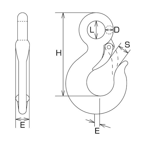 水本機械 重量フック(ハズレ止め付) 1トン用 A-732の画像