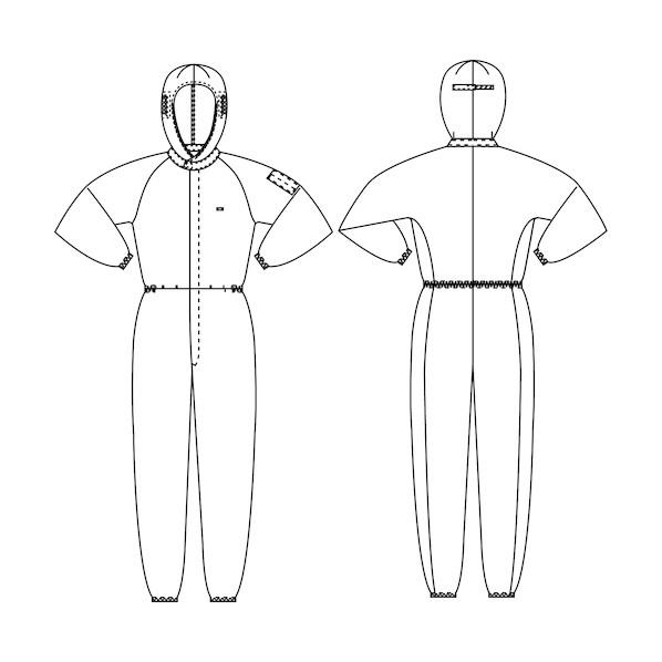 ミドリ安全 安全 クリーンウェア フード一体型超静電クリーンスーツ