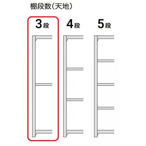 明興関包スチール 軽中量ボルトレスラック(耐荷重150(kg/段)/アイボリー/3段/連結/SR） アイボリー SR15-5445-3R 1台の画像