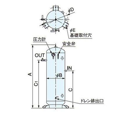 明治機械製作所 空気タンク 高さ:1480mm ST160A-140の画像