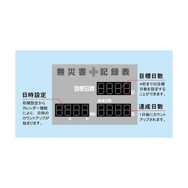 日本緑十字社 LED無災害記録表 自動カウントUP＋カレンダー機能 記録-1200D 229012｜diy-tool｜02