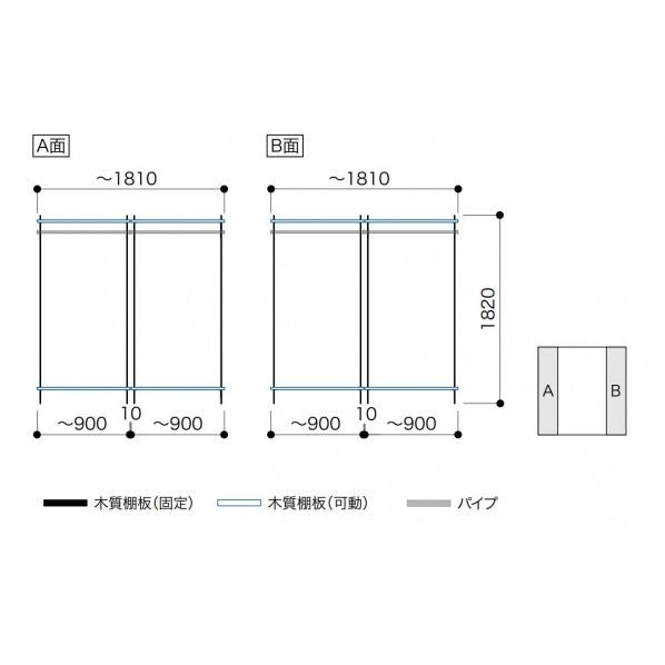 南海プライウッド 棚収納 ランバーシリーズ ウォークインクローゼット II型 1坪(6尺×6尺) アートランバー ナチュラルバーチ(NB) 奥行450mm AG000168NBW