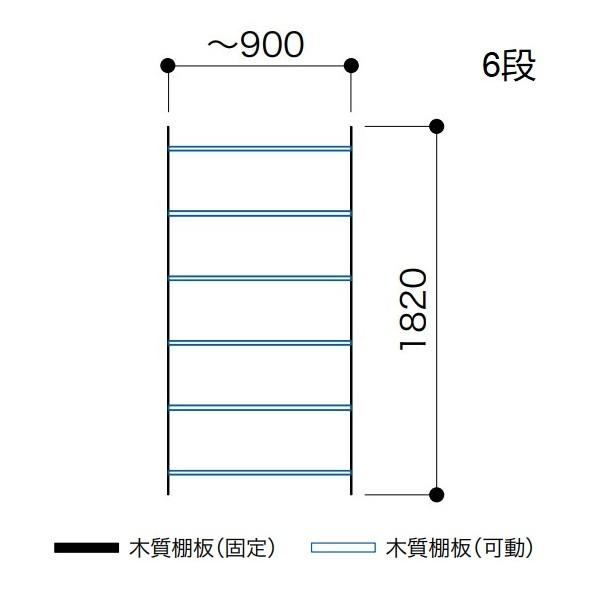 限定！南海プライウッド 物入・パントリー 棚板 6段 3尺 シンプルステン棚柱 グレイン ランバー ホワイトオバンコール(WV) 奥行300mm AJ000009WVS