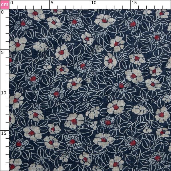 日本紐釦貿易(Nippon Chuko) 日本紐釦貿易 和風モダン柄生地 つばき柄 巾110cm×10m切売カット KP7090-55-10M 10mの画像