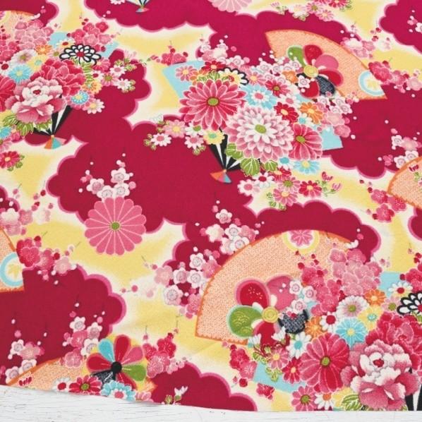日本紐釦貿易(Nippon Chuko) 日本紐釦貿易 一越ちりめん 友禅 古典柄 花 ピンク系 巾約73cm×6m切売カット HY03-B-6M 6m_3