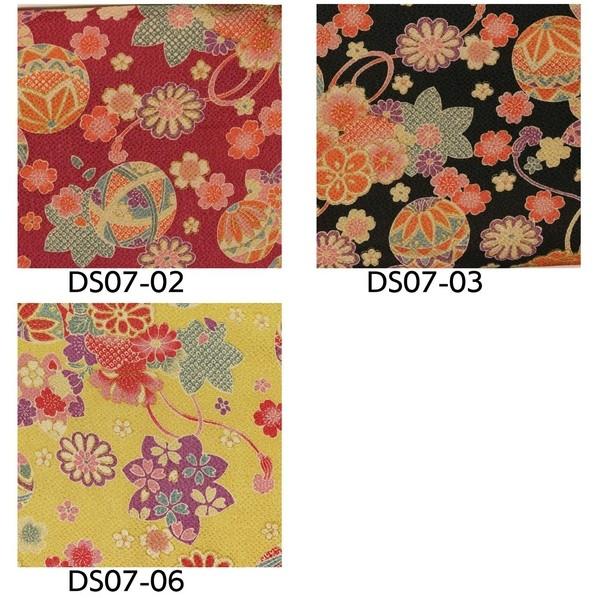 日本紐釦貿易(Nippon Chuko) 日本紐釦貿易 ちりめん 金彩 桜と毬 黒 巾約70cm×6m切売カット DS07-03-6M 6mの画像