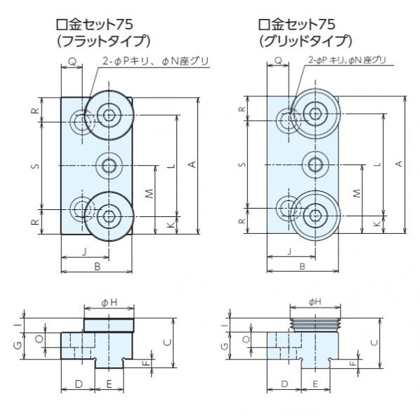 ナベヤ ユニバーサル口金セット ロックタイト5軸 UJS75-RRGの画像