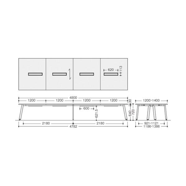 ナイキ 会議用テーブル（配線ボックス付） KDX4814H-SMO_6