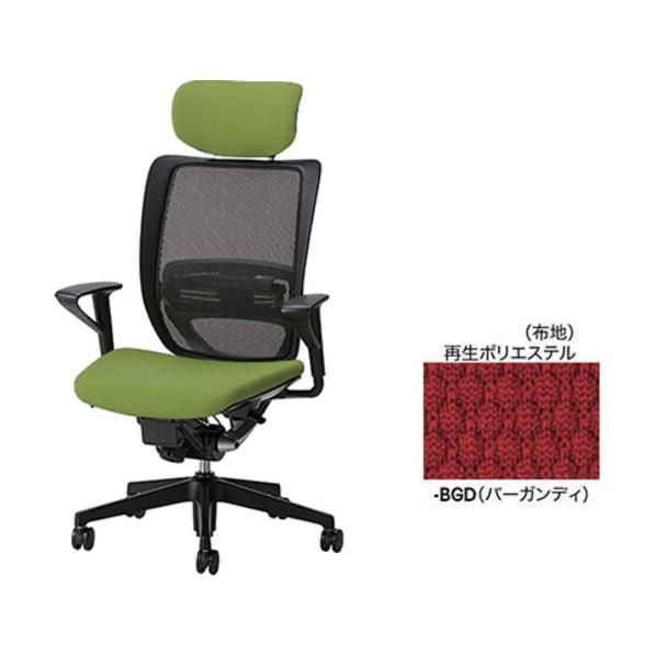 ナイキ ワークチェアー YE型/背:ブラック 座:バーガンディ/背:メッシュ張り 座:布張り/肘付 バーガンディ YE512FHB-BGD 1脚_6