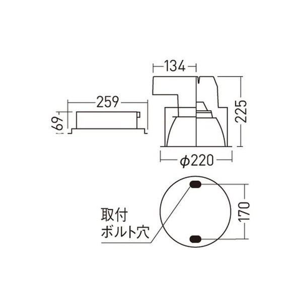 パナソニック　LEDダウンライト　本体　1500形　昼白色　NDN97850SK　φ200　銀色鏡面反射板　拡散