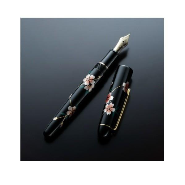 プラチナ万年筆 万年筆 加賀平蒔絵 桜 太字 全長139.5mm 最大径14.5mm