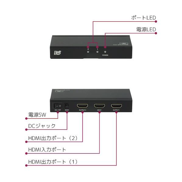 ラトックシステム 4K60Hz対応 1入力2出力 HDMI分配器 RS-HDSP2P-4KZ｜diy-tool｜02