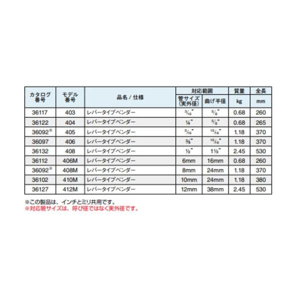 リジッド レバータイプチューブベンダー8MM408M 36092 1丁