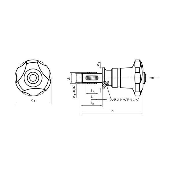 ロームヘルド・ハルダー ネジ山ロックピン セルフロック式 スラストベアリング付 スターグリップ M12×30 ステンレス鋼 22356.1306_1