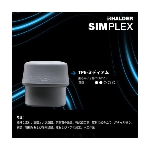 ロームヘルド・ハルダー SIMPLEXハンマー TPEミディアム・ソフトメタル シルバー、強化鋳鉄製ハウジングとグラスファイバー製ハンドル 径40mm 全長325mm